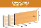 6 Pack Drawer Dividers 4 Inch High, 11”-17" Adjustable Bamboo Organizers Large Expandable Drawer Separators for Cloths, Dresser, Bedroom, Bathroom, Baby Drawer, Office & Kitchen Utensils (Natural)