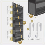 HOMELUX THEORY UPGRADED 6 Tiers Over The Door Organizer Hanging - 100D EXTRA THICK & 50lbs HUGE CAPACITY, 12 Side Mesh Pockets Over The Door Shoe Organizer, Hanging Closet Organizer (Dark Gray, 2pc)