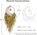 Dream Catcher Tree of Life Wall Decor,Sun Catcher,Moon Dream Catchers for Girl,Boho Bedroom Decor for Home,Handmade Feather Wall Decor Hanging Ornament(Yellow)