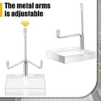 RattanView 16 Pcs Crystal Holder Easel Display Adjustable Metal Arm Display Stand with Acrylic Base Easel Rock Mineral Stand for Gemstone Fossils Geodes Mineral Agate Collection(Silver)