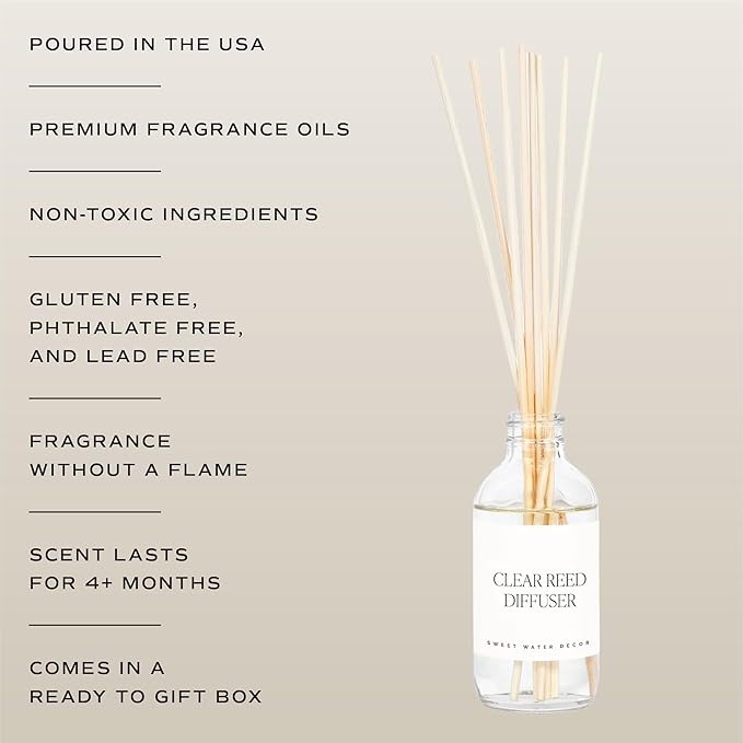 Sweet Water Decor Hello Fall Reed Diffuser Set - Hot Cider, Cinnamon, Cloves, Apple, and Nutmeg Fall Scented Diffuser - Scent Diffusers for Home, Fall Home Long Lasting Fragrance, Made in the USA