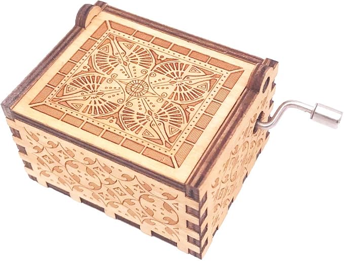 Amelie Music Box Hand Crank Musical Box Carved Wooden,Play The Theme Song of Amelie,Brown