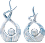 Blue Home Decor Sculptures, Dining Room Table Centerpiece Shelf Decor, Ceramic Statues Coffee Table Decor, Modern Abstract Art Desktop Entrance Decorations (2pcs)