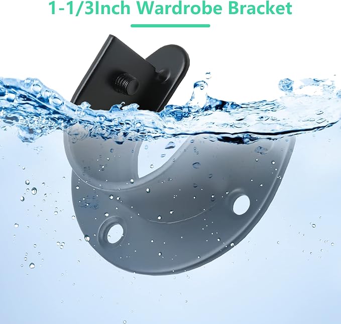2 Packs Stainless Steel Closet Rod End Supports 1-1/3 Inch Wardrobe Bracket Heavy Duty Closet Pole Sockets Flange Rod Holder, U-Shaped with Screws, Black