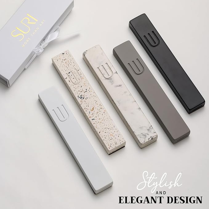 SURI Mezuzah for Door with Scroll – 9 Inch Modern Mezuzah Case with Non Kosher Scroll Included, Fits up to 8” Scroll, Easy Adhesive Installation, Gift Box Included