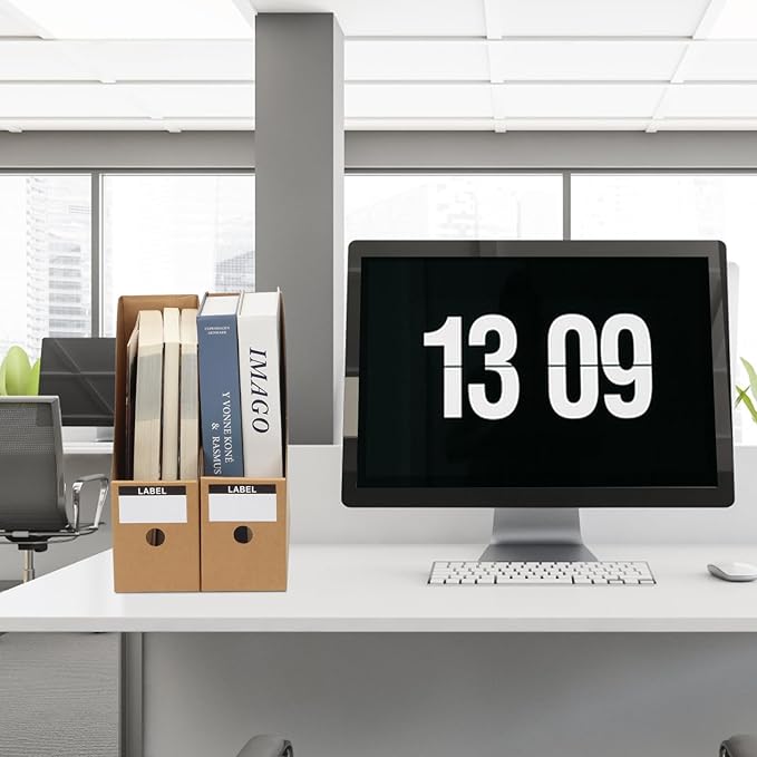 12 Pcs Cardboard Magazine File Holder Boxes with Labels, Magazine Holder Desk Organizer for Documents Storage, Foldable Folder Holder File Organizer Box Vertical File Folder Box for Desk