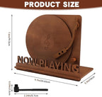 Now Playing Vinyl Record Stand, Tabletop Wooden Vinyl Record Storage Holder, Now Spinning Album Display Rack for LP Enthusiast, Vintage Rustic Organizer for Records & Magazines(COLOR:wood)