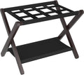 Heybly Luggage Rack, Folding Suitcase Stand with Storage Shelf, Heavy-Duty Luggage Holder for Guest Room Bedroom Hotel, Holds up to 165 lb, Black, HLR010Z1