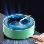 2 in 1 Multifunctional indoor smokeless ashtray, 360 °surround suction intelligent air purifier ashtray, indoor household car intelligent ashtray (Green)
