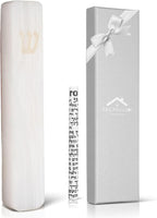 Crystal Marble Mezuzah Case For Door Non-Kosher Scroll Included, Weatherproof Mezzuza, Judaica Gift for Home Blessing and Protection (Pink Engarved + 5 Inches)