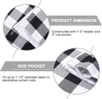 Sweet Home Collection Buffalo Check Gingham Kitchen Window Curtains Valance Set, 24" Tier, Black/White