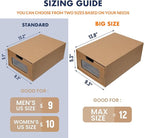 Shoe Boxes Cardboard, 12 Pack, Big Size, Waterproof, Heavy Duty, Stackable Shoe Storage Boxes, with Marking Labels, Transparent Window, 13.8" L x 9.3" W x 5.3" H