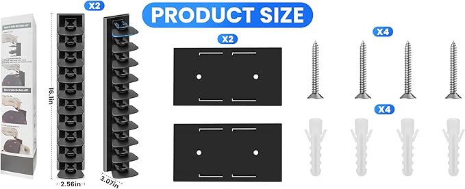 hat rack, one package includes two hat racks, capable of holding up to 40 baseball caps total, featuring a simple structure, easy installation, and premium quality (Black).