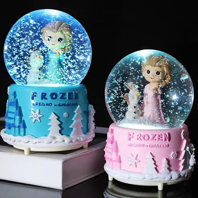 Snow Globe, Princess Snow Globes for Girls, 3.14 Inch Music Snowglobe with Automatic Snowflakes, Christmas Birthday Princess Gifts for 6 7 8 9 10 11 12+ Year Old Girls Kids (Pink)