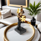 Thinker Statue-Silence is Gold-Abstract Art Figurine Decor - 12" H No Hear No See No Speak Modern Home Resin Sculptures Decorative Objects Decor for Home Office Bookshelf Desktop