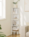 Corner Shelf, 5 Tier Corner Bookshelf, Display Corner Shelf Stand with Storage Rack, Wall Corner Bookshelf for Living Room, Bedroom, Office, White