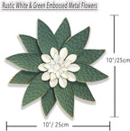 Metal Flower Wall Art Decor,10" Rustic Modern Antique Floral Sculpture, Distressed Iron Wall Hanging Home Decoration Accent Artworks for Indoor Kitchen Bedroom Living Office Outdoor Garden Patio