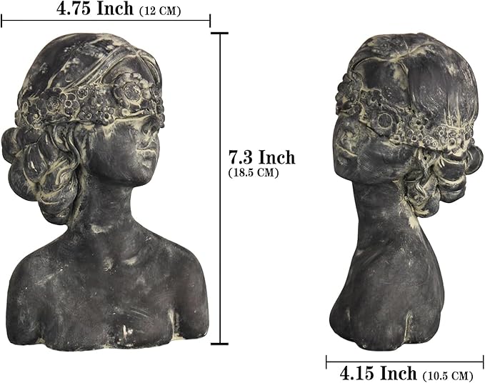 Beautiful Women Faces Resin Sculptures,Resin Art Statues Ornaments, Collectible Figurines for Home Living Room Office Shelf Decoration, Housewarming Great Gifts Ideas, Women with Wreaths