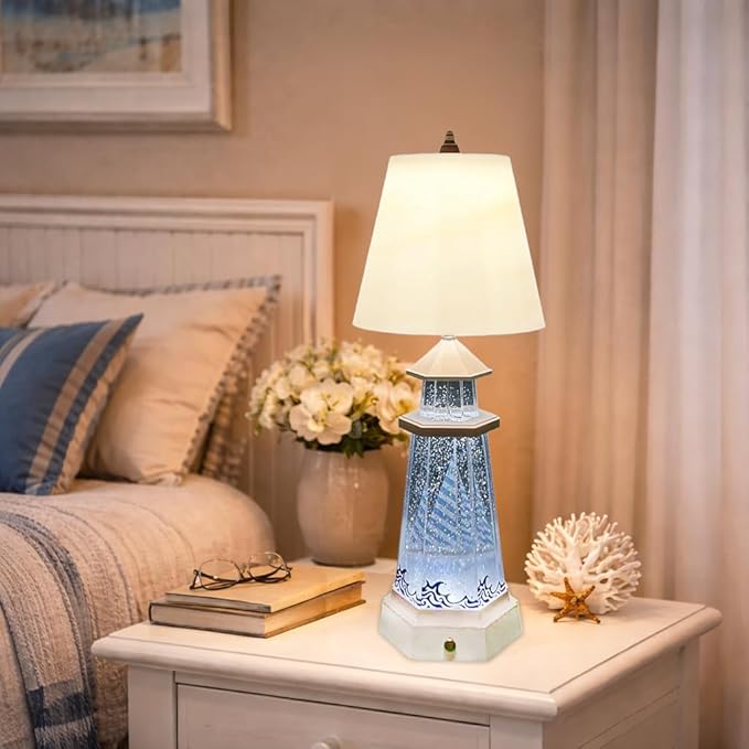 MOMENTS IN TIME LED Lamp with Glitter Water Globe Dual Power Snow Globe Light with USB or Battery Option, Decorative Table Lamp for Decorative Light for Home, Desk, or Tabletop Display