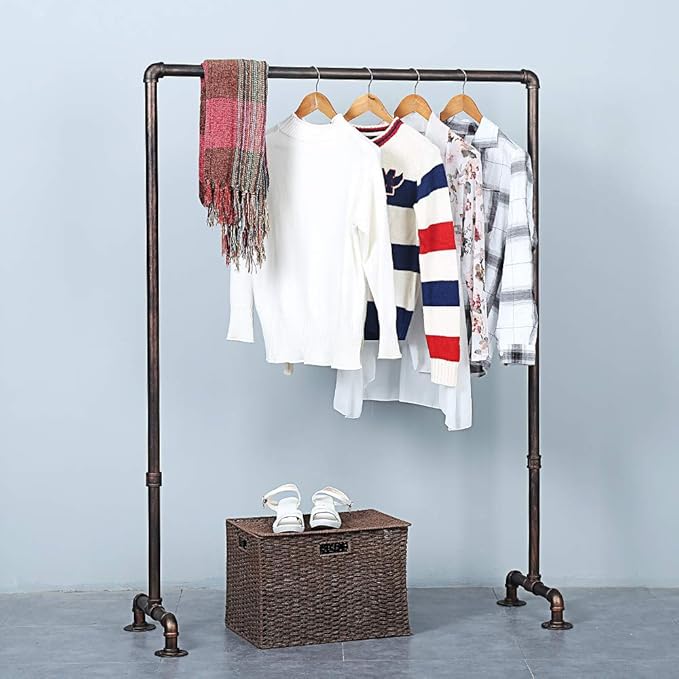 Industrial Pipe Clothing Rack 59in,Clothes Racks for Hanging Clothes,Heavy Duty Garment Display Rack