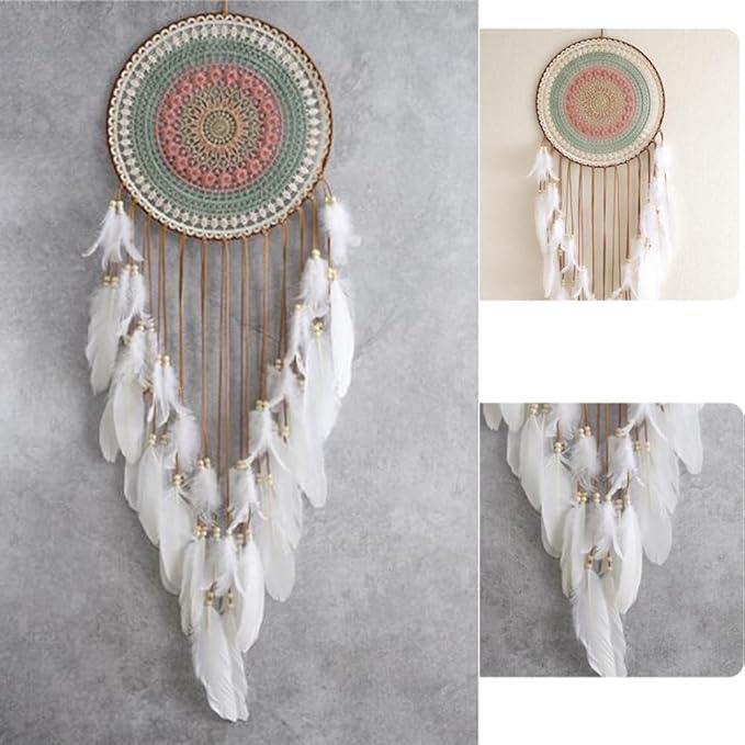 Dream Catchers Large Wall Hanging Decor, Colorful Lace with White Feather Big Dream Catcher for Wall Bedroom Adult