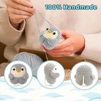 Crimmy Love Romantic Gifts for Him Her Boyfriend Girlfriend, Crochet Penguin Anniversary Birthday Present for Women Men, Christmas Valentines Gift for Couples Wife Husband (Grey Love Penguin)