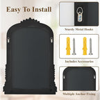 40x28 Beaded Arched Mirror, Bathroom Mirror for Over Sink, Metal Frame Wall Decor for Entryway, Bedroom, Living Room, Silver