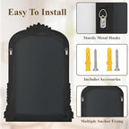 40x28 Beaded Arched Mirror, Bathroom Mirror for Over Sink, Metal Frame Wall Decor for Entryway, Bedroom, Living Room, Bronze