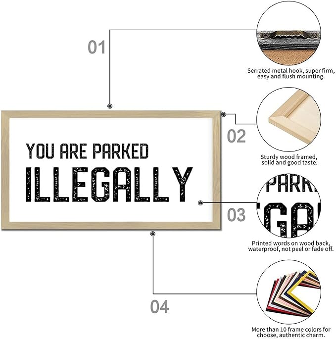 Bible Quotes 12x22in Wooden Wall Art Sign with Positive Saying You Are Parked Illegally Rustic Chic Style Beige Frame Wooden Plaque Birthday Housewarming Gift for Cottage Farmhouse Porch Wall Decor