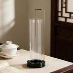 Incense Holder for Sticks, Anti-Ash Flying Incense Burner with 30 Incense Sticks, Detachable Glass Ash Catcher (Stainless Steel, Black)