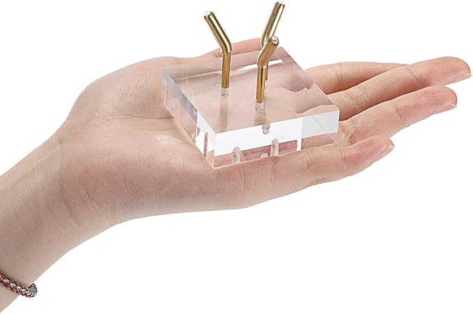 Hipiwe Gold Metal Arm Display Stand Easel with Acrylic Base Small Display Easel Holder for Sphere Crystal Ball Mineral Geodes Rock Seashell, Medium