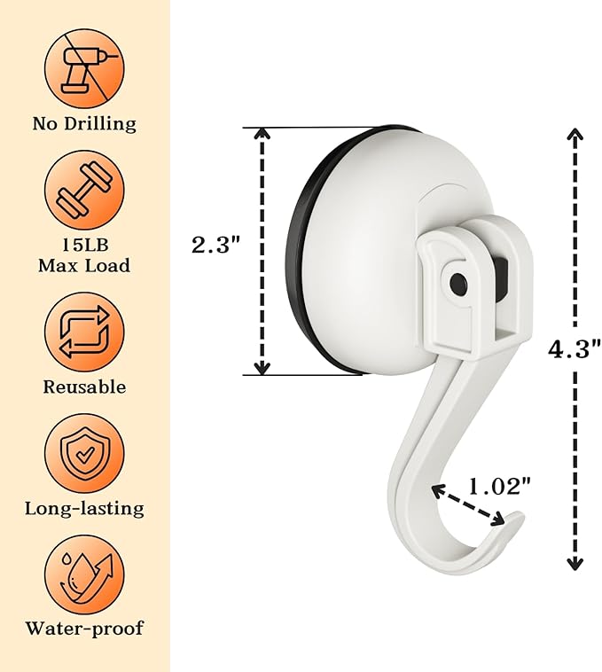 Ofiray-home Wreath Hangers, 2 Pack Heavy Duty Wreath Hangers for Front Doors/Windows/Over Door, No Drill & Reusable Suction Cup Hooks for Bedroom, RV, Bathroom and Home Storage Hooks(White)