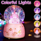 Snow Globe, Castle Musical Snow Globes with Crystal Ball & Colorful LED Lights, Snow Fall Fairy Tale Carriage Castle Snow Globes, Christmas Birthday Gifts for Women, Girls, Kids, Home Room Decor