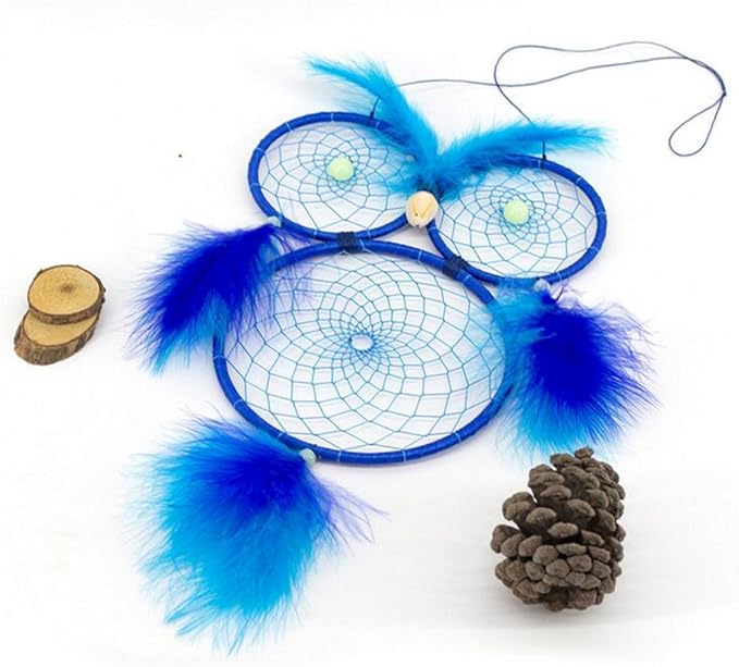 Owl Dream Catcher for Kids, Glow in The Dark Blue Dream Catchers Owl Decor for Home Bedroom Wall Hanging Decorations