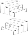Goabroa 2 Sets 6 Pcs Clear Cupcake Display Risers 3 Tiers Rectangular Risers Display Stands 4mm Thick Collectibles Jewelry Display Shelf Lego Display Shelves Risers