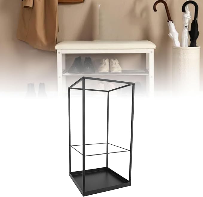 Umbrella Holder for Indoor Entryway, Large Metal Umbrella Stand with Removable Water Tray and Hooks, Umbrella Rack Storage for Home, Office, Hotel