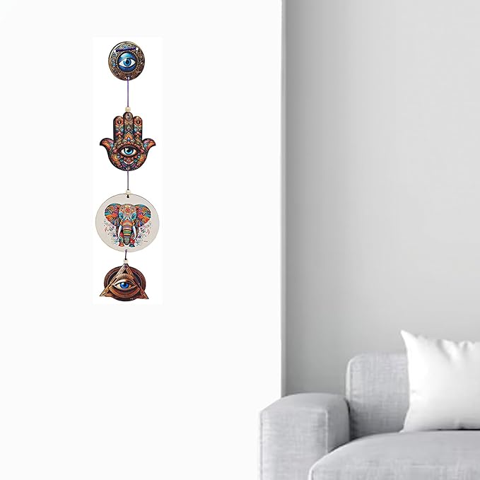 Decorative Bird Mobile Wall Hanging, Colorful Swallow Design with Flowers, Traditional Tattoo Style Art (Elephant_Hanging_D_1)