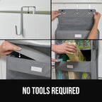 GORILLA GRIP Over The Door Organizer Storage, 5 Deep Hanging Shelves, Holds 50lbs, Closet Organizers Shelf for Bedroom, Shoes, Bathroom, Nursery, Dorm Essentials, 3 Metal Hooks, 58x15 Inches, Gray