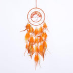 Pretty Jolly Orange Tree of Life Dream Catcher Wall Decor with Luminous Beads Handmade Crystal Stones Dreamcatchers Wall Hanging with Small Butterfly Pendant for Bedroom Wedding Party Wish Gift