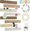 Vuzvuv 8 pcs Bulletin Board Bar Strips with 50 Pushpins & 10 Wooden Clip pins，Self Adhesive Cork Board for Wall，Felt Pin Board for School，Office Decor(Multi-Brown)
