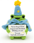 Handcrafted Crochet Magical Frog Lover Doll, Small Decorative Plush Figure, Yarn Material, Wizard Witch Theme, Inspirational Signs, Stocking Stuffer for Her Women