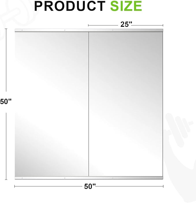 FICTOR Home Gym Mirror for Wall, 50"x25"x2 PCS Large Workout Mirrors with Tempered Glass, Full Length Frameless Body Mirror for Garage, Dance, Yoga, Bedroom