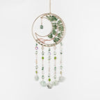 Green Gemstone Dream Catcher 7 Chakras Tree of Life Moon Dream Catchers with Healing Crystal Stones Handmade Suncatcher Dreamcatcher Wall Decor for Adults Living Room,Bedroom,Garden,Bless Gift