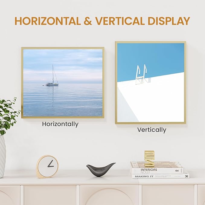 12x14 Aluminum Metal Picture Frame,Tempered Glass Gold Photo Frame 12x14 for Family Photo,Posters,Art,Document to Wall Mount Horizontally or Vertically