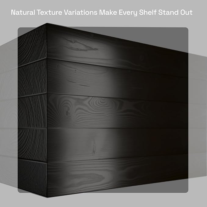 BAOBAB WORKSHOP Wood Floating Shelves for Bathroom Wall - Black Shelf 24 inch - Solid Wood Shelves for Wall for Bedroom Kitchen Living Room - Black Floating Shelves - 24 x 6.7 Inch, Set of 2