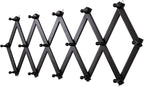 Accordion Wall Hanger with 16 Hooks, Wooden Wall Expandable Coat Rack for Coat, Hats, Baseball Caps, Coffee Mug, Jewelry(Black)