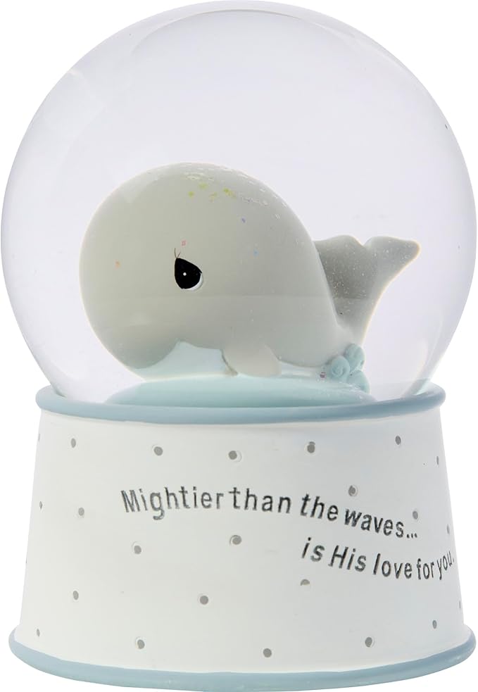 Precious Moments Mightier Than the Waves Brahms' Lullaby Whale Musical Resin/Glass Snow Globe, One Size, Multicolor