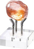Hipiwe Acrylic Display Stand, Three Metal Peg Display Easel Small Acrylic Base for Sphere Crystal Ball Mineral Geodes Rock Agate Small Collectibles,Silver