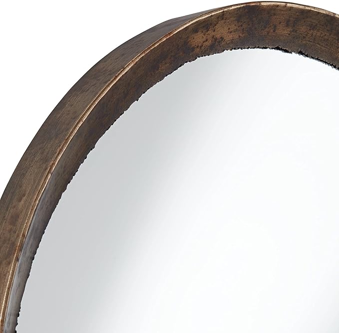 Uttermost Tortin Round Vanity Decorative Wall Mirror Rustic Vintage Multi-Tonal Hammered Jagged Metal Frame 34" Wide Decor for Bathroom Bedroom Living Room Home House Office Entryway