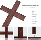 ARCHOBAN 12.8" Wooden Cross – Standing or Hanging Christian Cross, Solid Wood Wall Cross for Home or Prayer Room